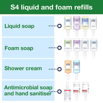 Tork Soap and Sanitiser Dispenser with Arm-Lever White S4 - 
