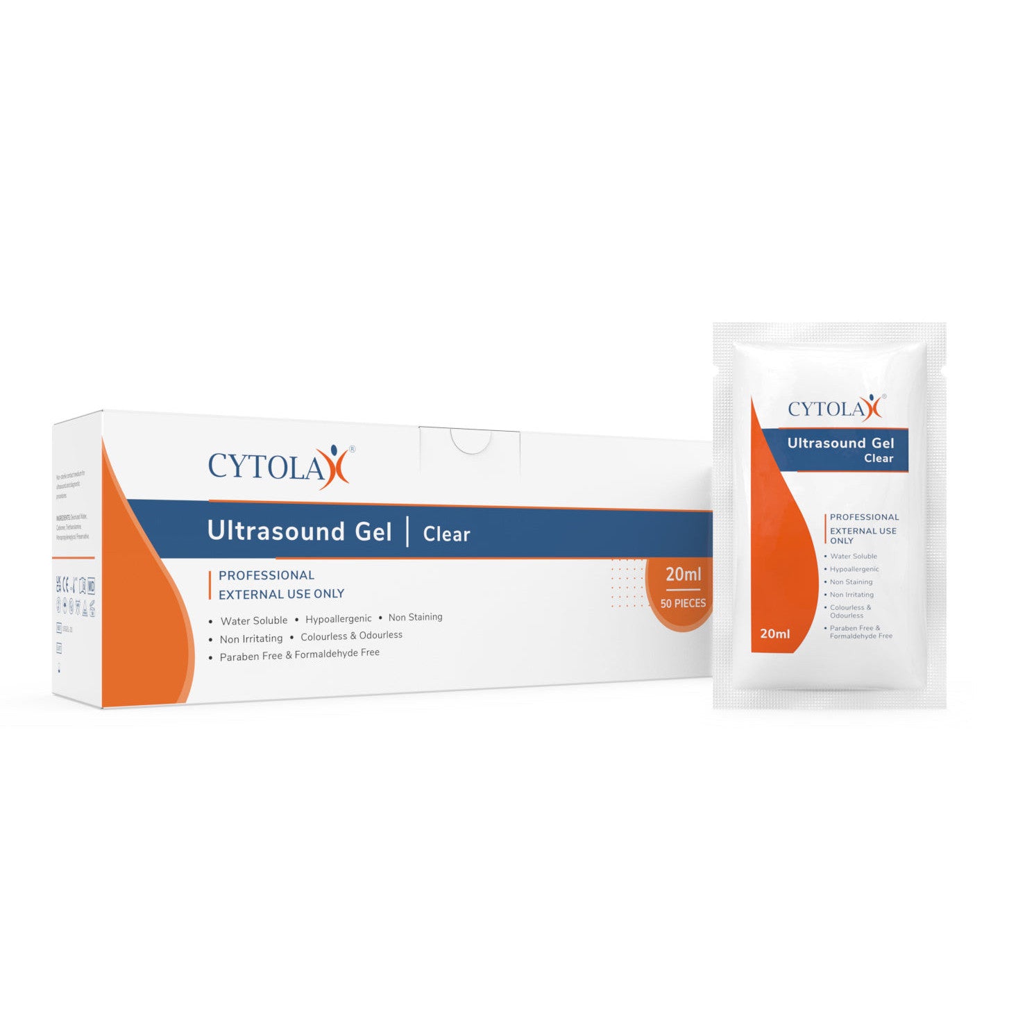 Cytolax Non-Sterile Thick Clear Ultrasound Gel - 20ml x 50 Sachets - Cytolax