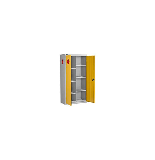 Eight Compartment Hazardous Substance Cabinet - 1780 x 915 x 460 - Silver and Yellow