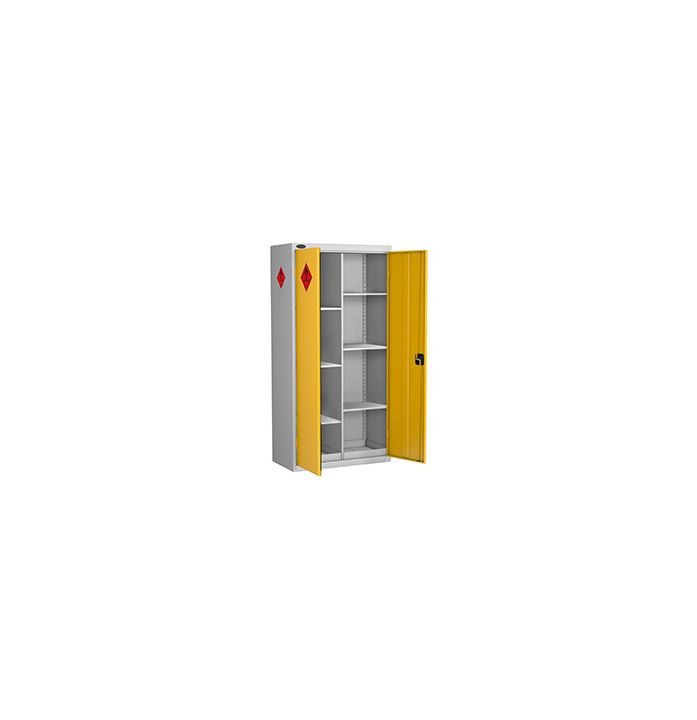 Eight Compartment Hazardous Substance Cabinet - 1780 x 915 x 460 - Silver and Yellow - Bristol Maid