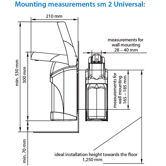 Wall Mounted Elbow Dispenser for 500ml Bottles - 