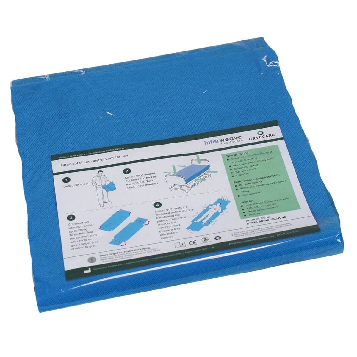 Ambulance Fitted Stretcher Sheet - Blue - 
