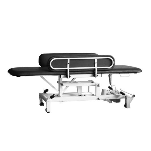 Komfort 1-Section Hydraulic Couch / Changing Table - White Frame/ Charcoal Upholstery - 
