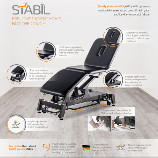 Pro 2 Section Treatment Table - Black - 360 Degree Operation - 
