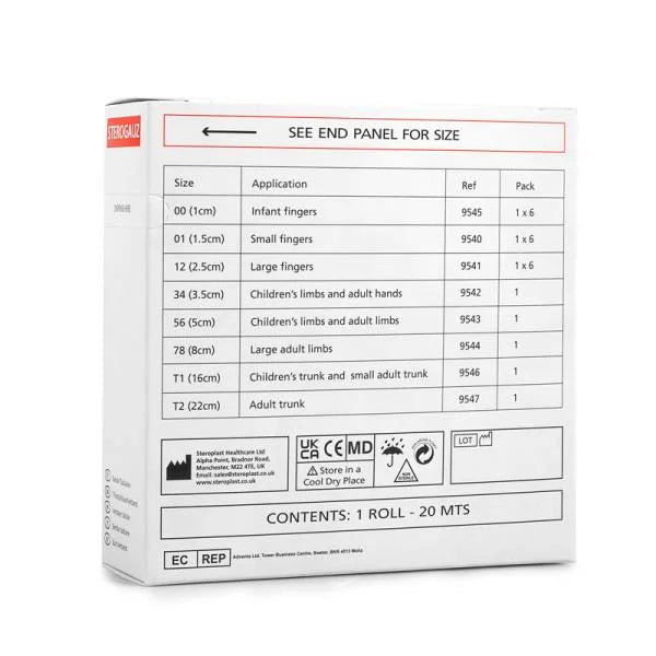 Sterogauze tubular gauze bandage 2.5cm x 20m - large fingers.