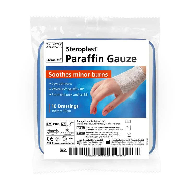 Paraffin Gauze 10cm x 10cm - Pack of 10 - 