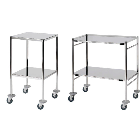 Surgical Trolley – 2 Fully Welded Fixed Shelves (Flange Down)