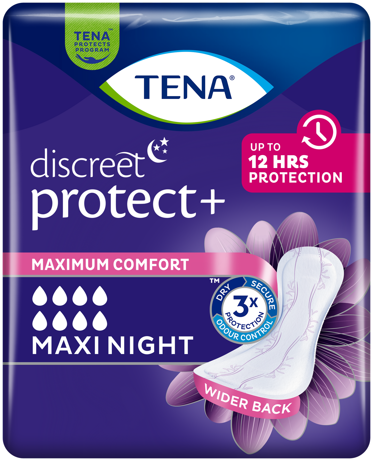 TENA Discreet Maxi Night - Pack of 6 - 