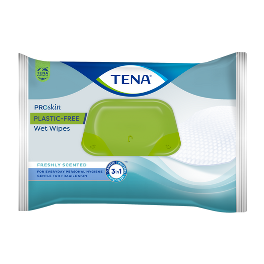 TENA ProSkin Plastic-Free Wet Wipe (30cm x 20cm) - Pack of 48 Wipes - 