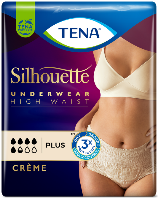 TENA Lady Silhouette Pants - Plus - High Waist - Creme - Large - Pack of 8 - 