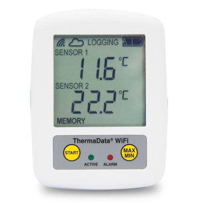 ThermaData® WiFi 2-Channel Thermocouple Logger with Type K Probe Sockets
