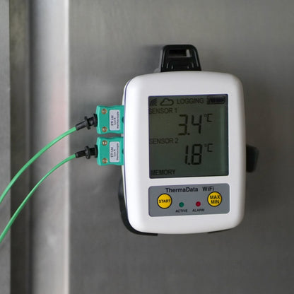ThermaData® WiFi 2-Channel Thermocouple Logger with Type K Probe Sockets