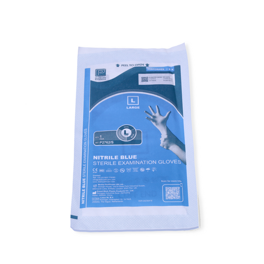 Blue Sterile Nitrile Gloves Pair Single - Large - 