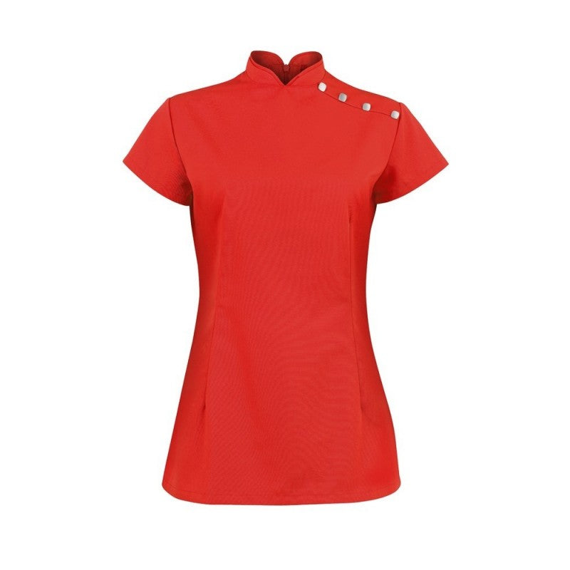 Women's Stand Collar Beauty Tunic - Red 20