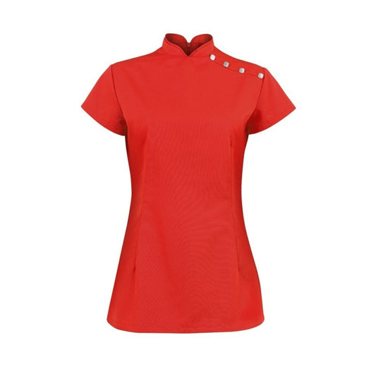 Women's Stand Collar Beauty Tunic - Red 20