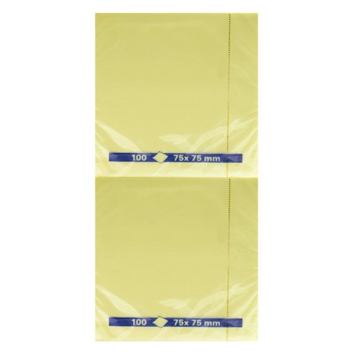 Yellow Repositionable Quick Notes Pad 75 x 75mm (Pack of 12)