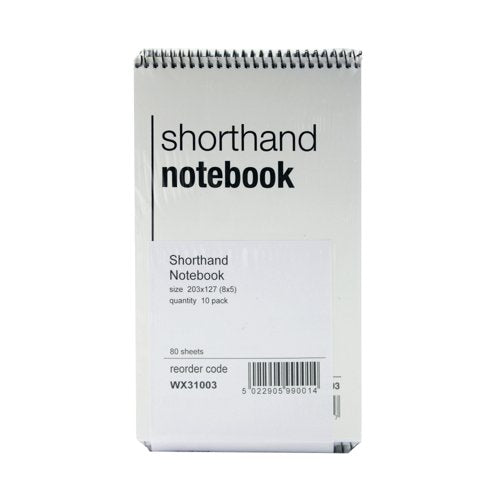 Spiral Shorthand Notepad 80 Leaf - Pack of 10 - 