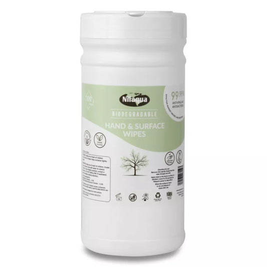 Nilaqua Biodegradable Hand & Surface Wipes 100pk (Canister) - 