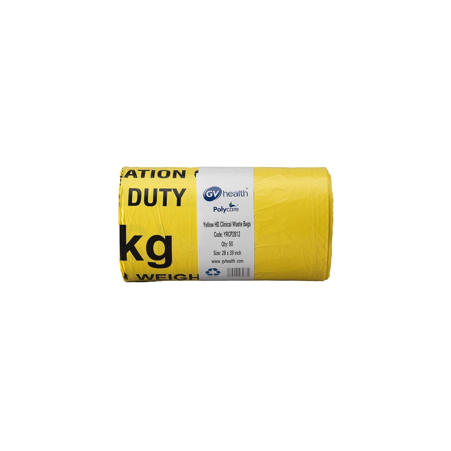 Yellow Medium Duty Clinical Waste Bags - Large 90L - Roll of 50 - GV Health