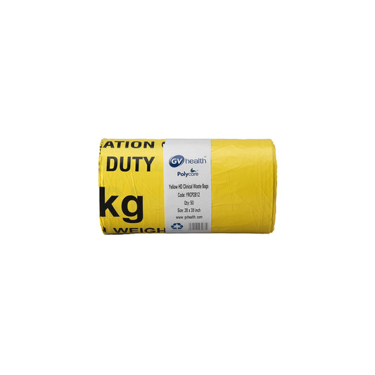 Yellow Medium Duty Clinical Waste Bags - Large 90L - Roll of 50 - GV Health