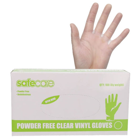 Disposable Clear Vinyl Gloves - Large - Box of 100