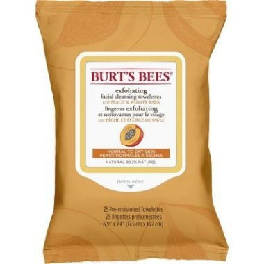 Facial Cleansing Towelettes Peach Exfoliating (25 towelettes per pack) - Burt's Bees