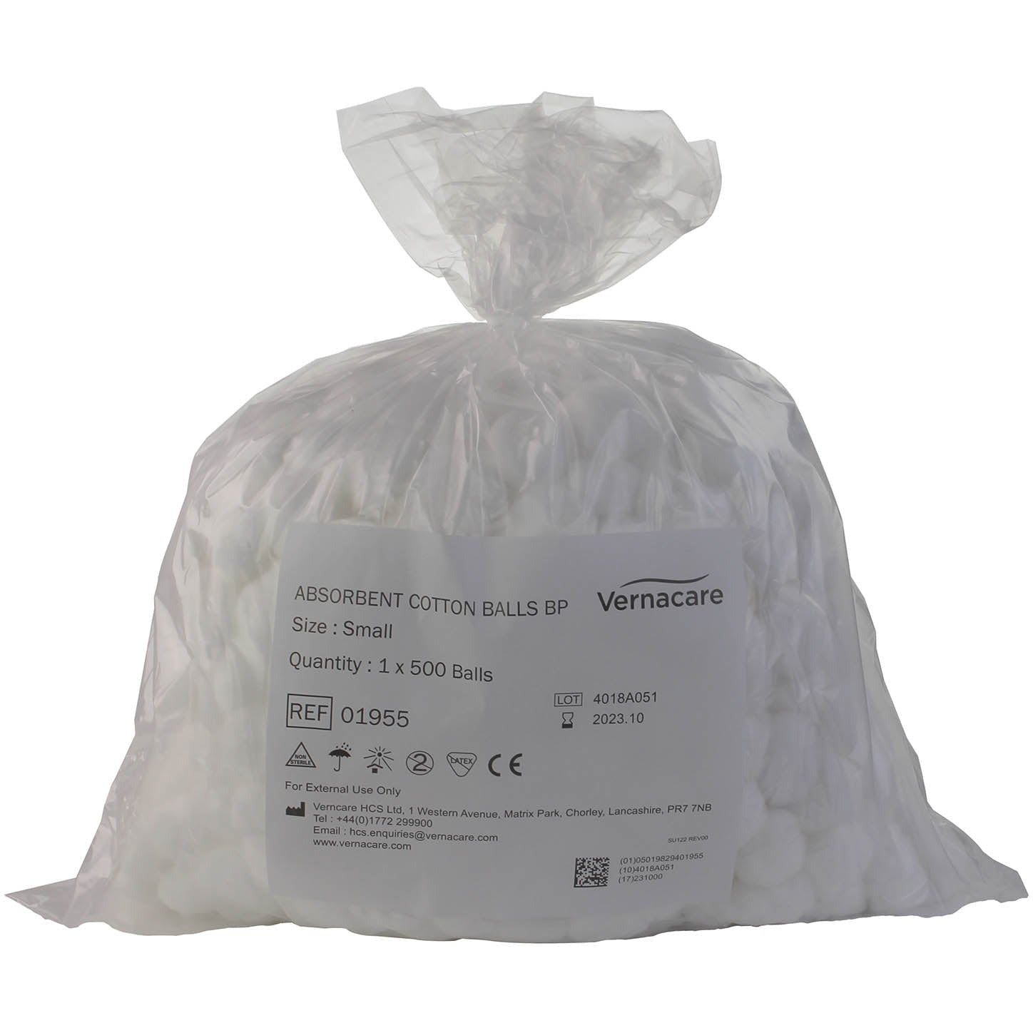 Cotton Wool Balls 500 non sterile (small balls) - Vernacare