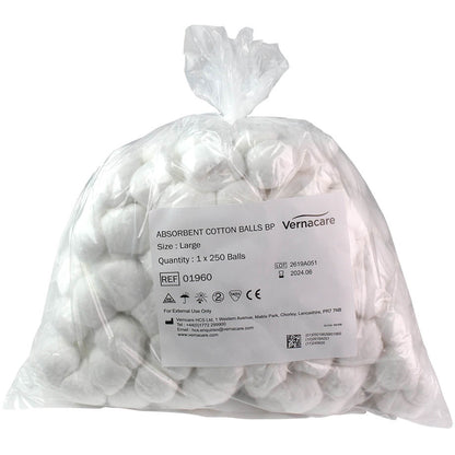 Large Cotton Wool Balls 250 non sterile - Vernacare