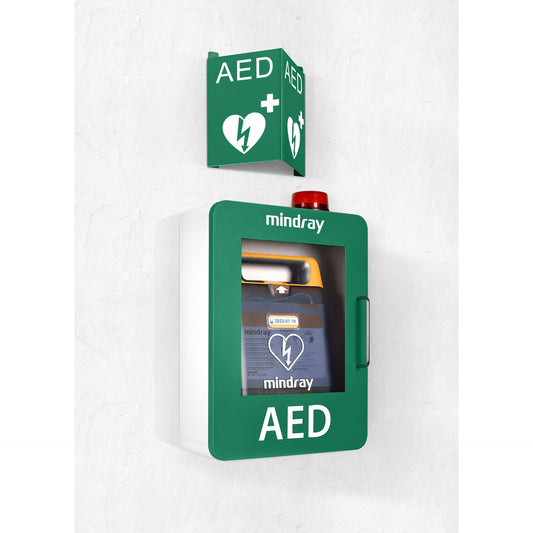 Mindray AED Wall Cabinet - C Series - with Alarm and Location Sign - Green