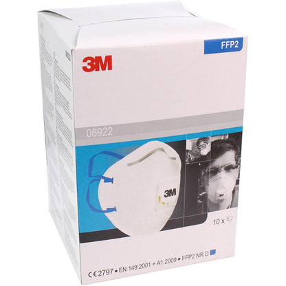3M™ FFP2 Face Mask 06922 - Valved  (Box of 10 Masks)