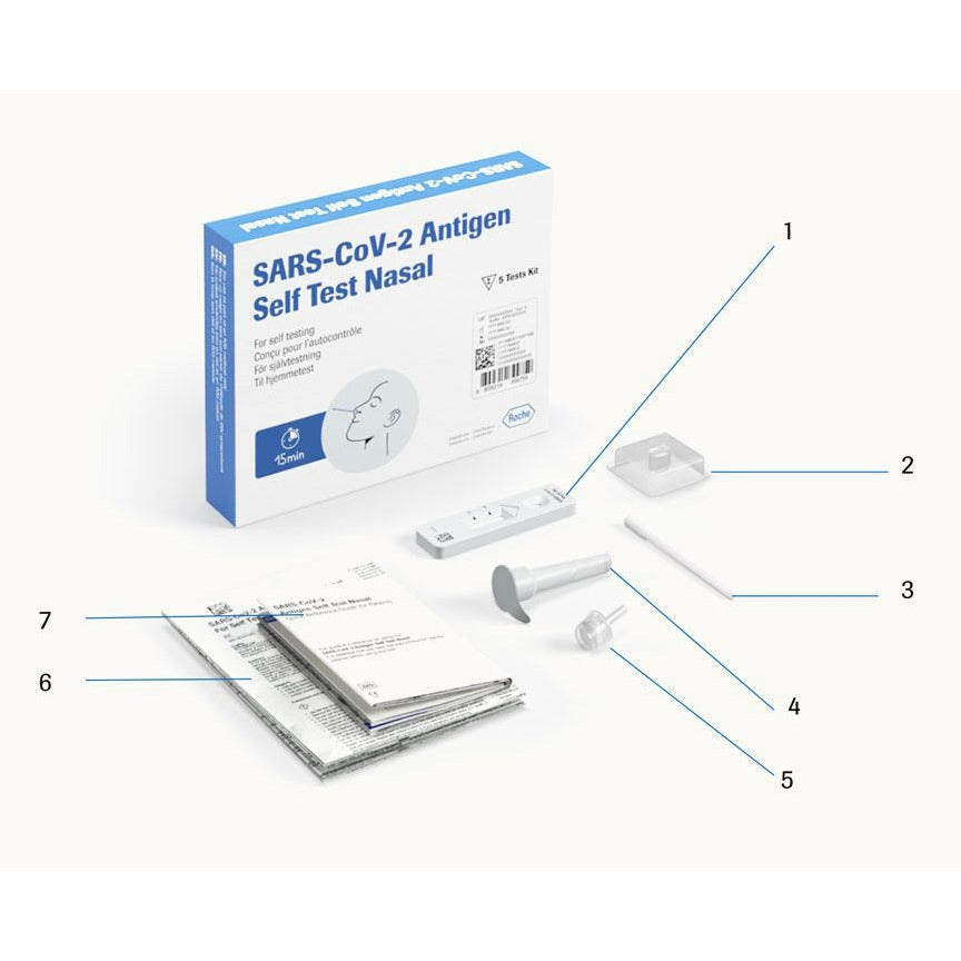 COVID Test Kit - Roche Nasal Antigen Test [Pack of 5 - Self Test] - Roche