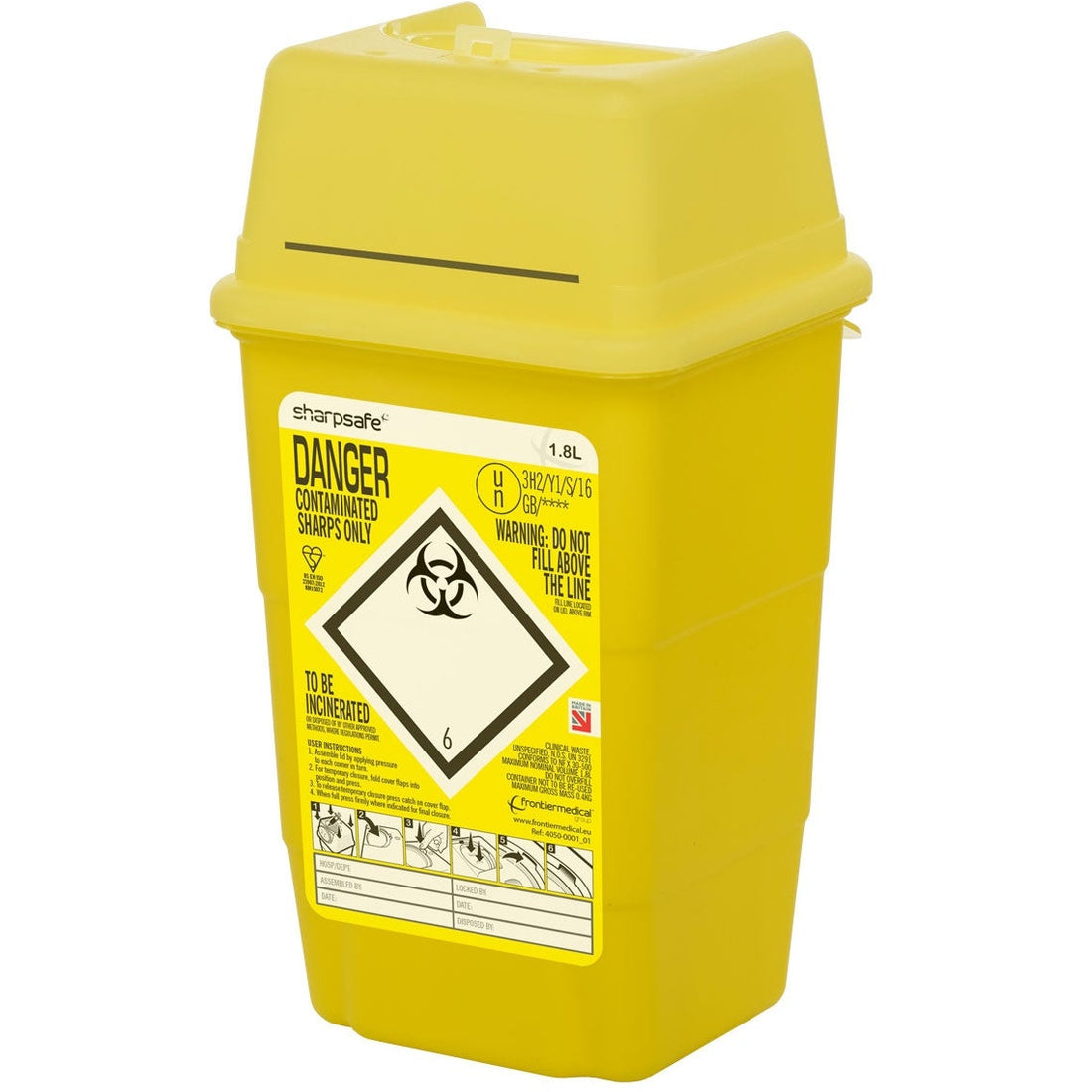 Contenitore Per Aghi Sharpsafe 1L Giallo/Grigio - Per Smaltimento Sicuro Di Materiale Tagliente - Foto 7