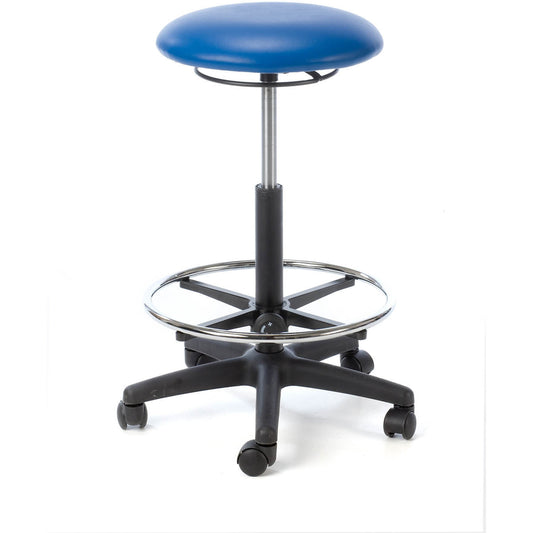 Operators Stool - High Version - Height range 54-74cm - with foot support ring fitted - 