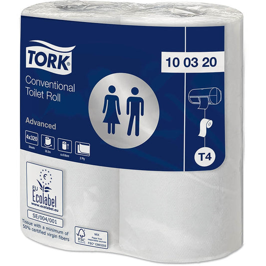 Tork Conventional Toilet Roll Advanced 2Ply - 100320 - Case of 36 x 320 Sheets