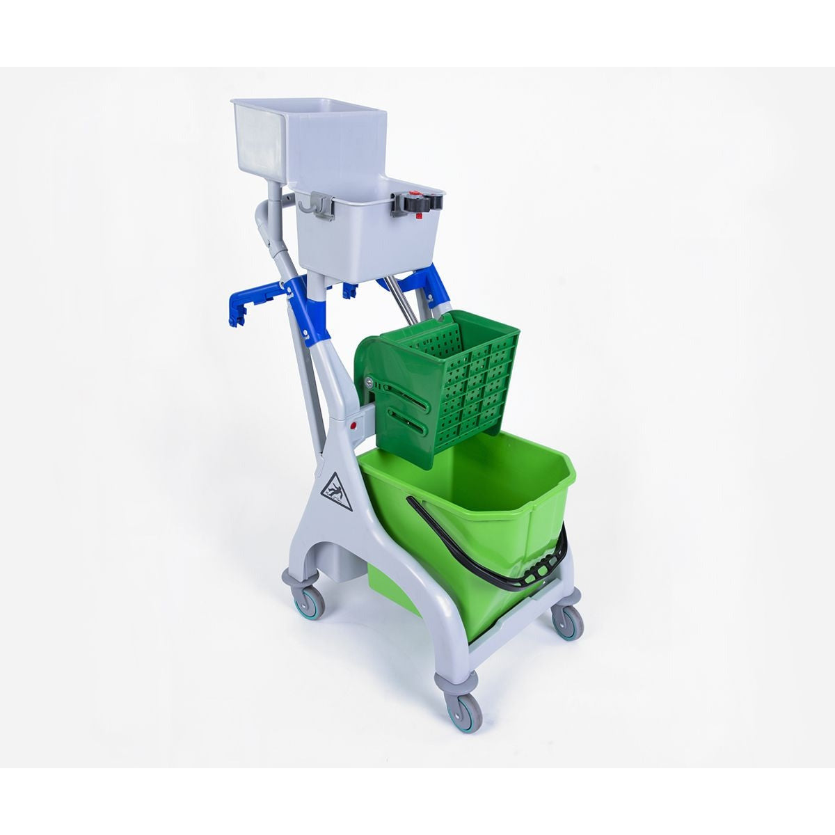 Damp Mopping Quick Response Trolley, 25 Ltr Bucket & Flat Mop Wringer - 