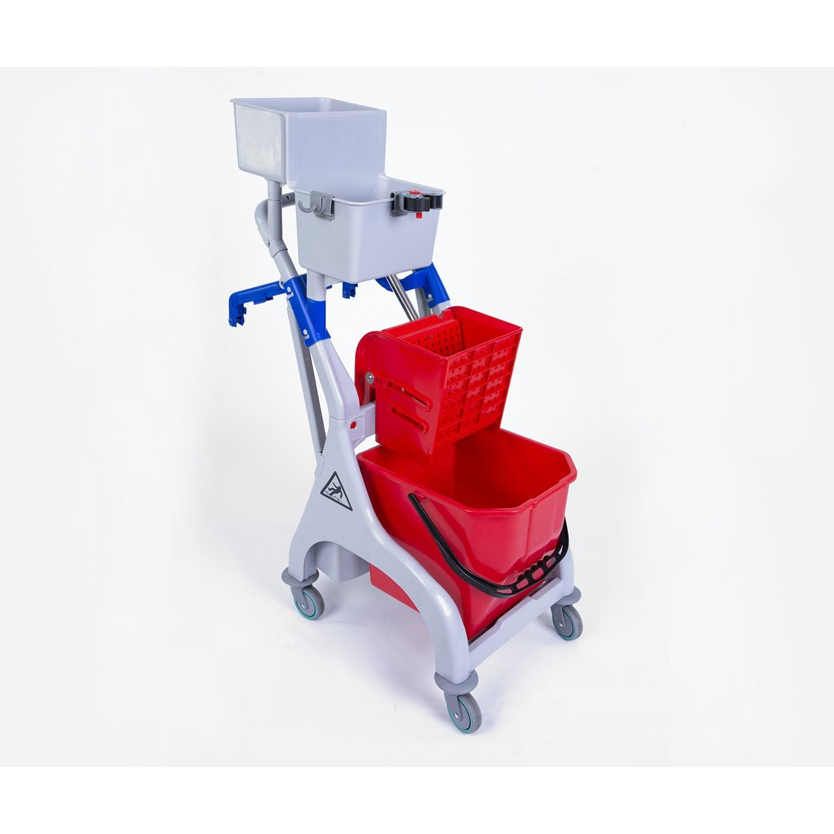 Damp Mopping Quick Response Trolley, 25 Ltr Bucket & Flat Mop Wringer - 