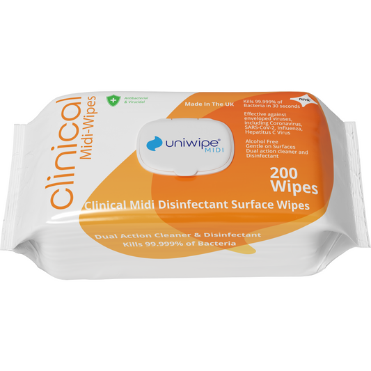 Uniwipe Clinical Midi Disinfectant Surface Wipes - Pack Of 200