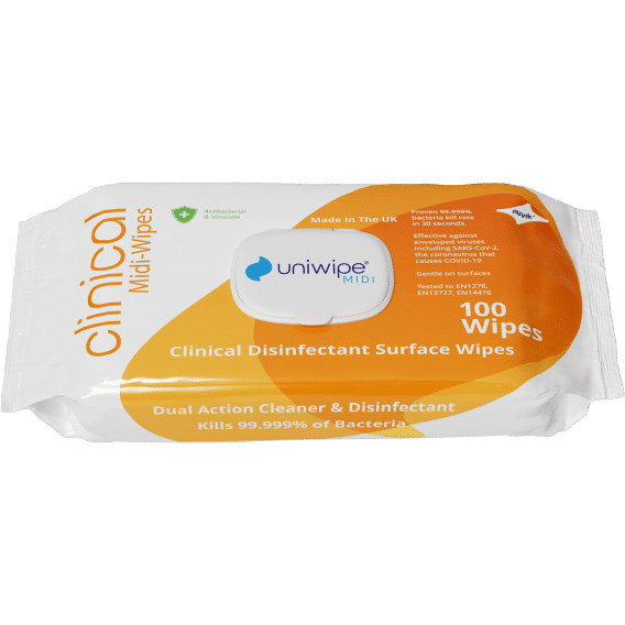 Uniwipe Clinical Disinfectant Midi-Wipes - Pack Of 100 - Uniwipe