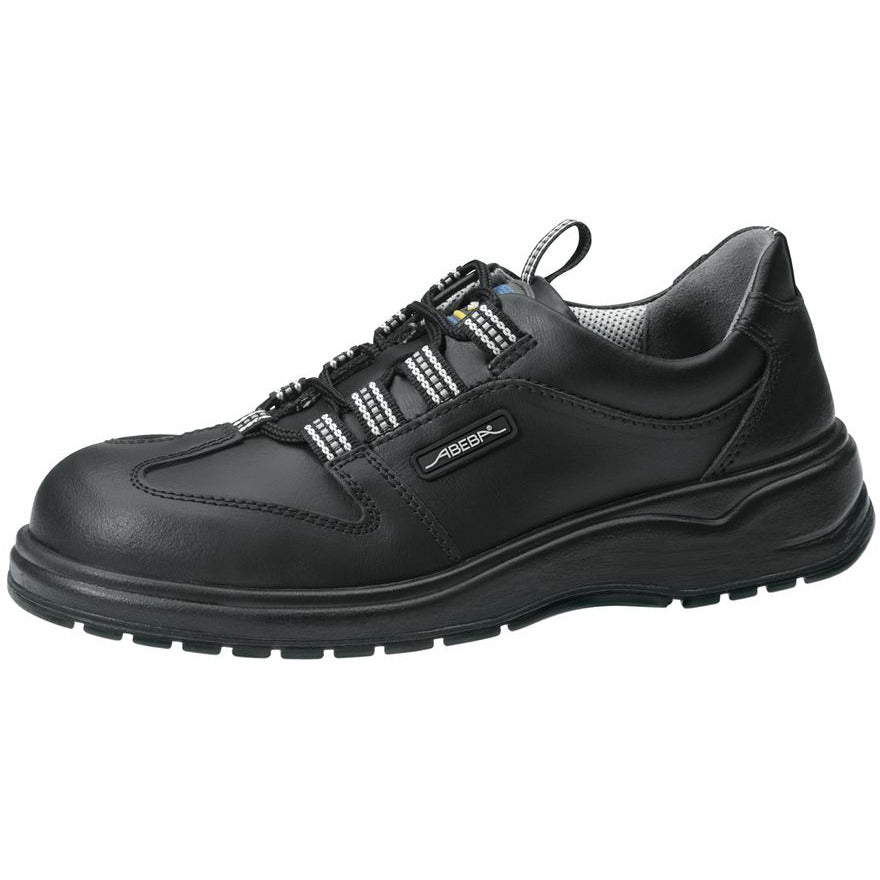 Abeba "Light" Steel Toe-Capped Lace-Up Nursing Shoes - Smooth Black Leather