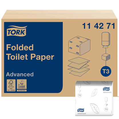 Tork Folded Toilet Paper Advanced 2Ply - 114271 - 242 Sheets x 36 Rolls - Clearance