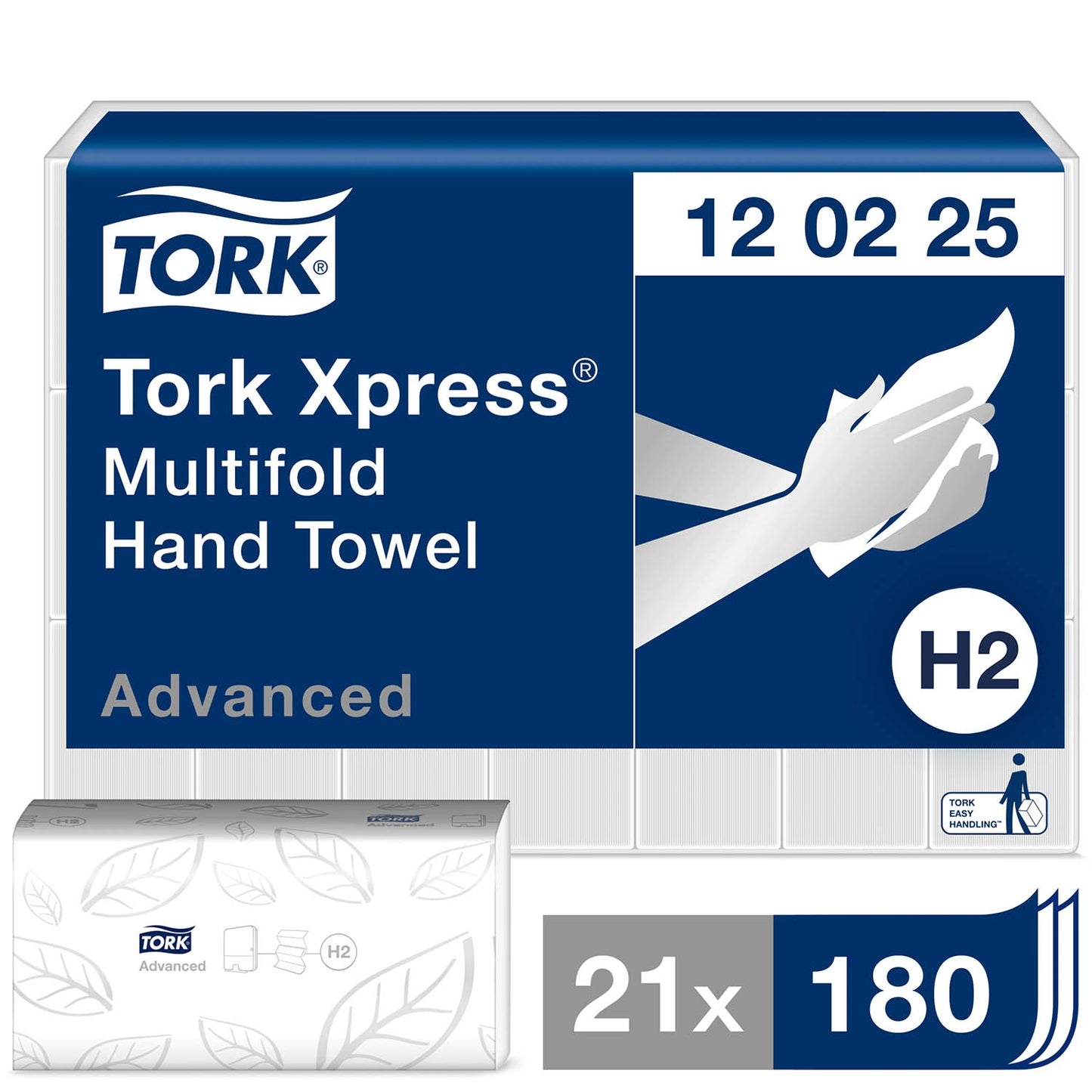 Tork Xpress Multifold Hand Towel White 2Ply - 120225 - Case of 21 x 180m - 3780 Towels