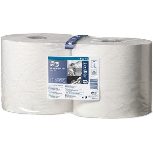 Tork Wiping Paper Plus White 2Ply - 130041 - 2 Rolls x 750 Sheets - Tork