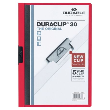 Durable Duraclip 30 A4 Presentation Folder Red - Pack of 25 - Lyreco