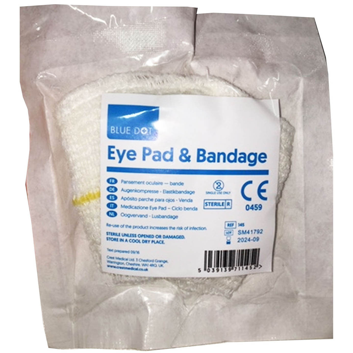 Eye Padding Blue Dot Eye Pad & Bandage Looped (Each) – Medisave UK
