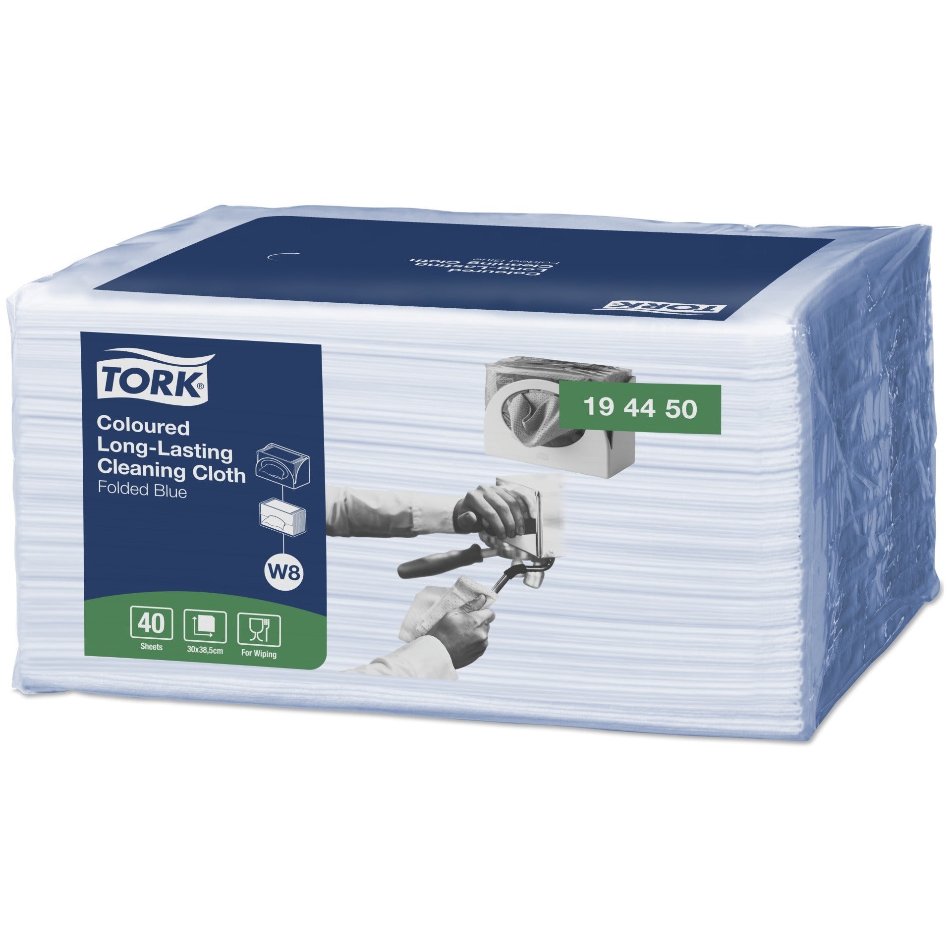 Tork Long-Lasting Cleaning Cloth in Blue - Pack of 40 - 194450 - Tork