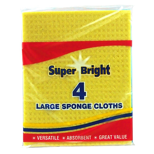 Super Bright Sponge Cloths 4 Pack - Large - MX Wholesale