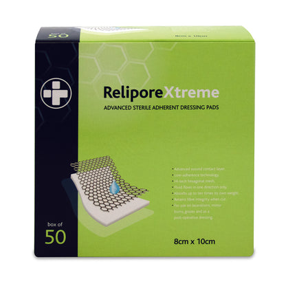 8m x 10cm Relipore Xtreme Adhesive Dressing Pads Sterile - Box of 50