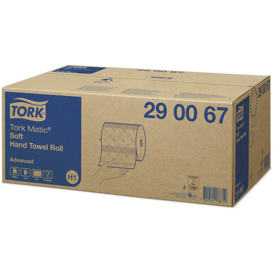 Tork Matic Soft Hand Towel Roll Advanced White 2 Ply - 290067 - Case of 6 Rolls - 21cm x 150m - Tork