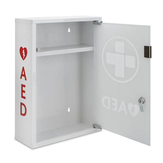 AED Metal Wall Cabinet with Glass Door - Lockable/Unalarmed (Large) - Reliance