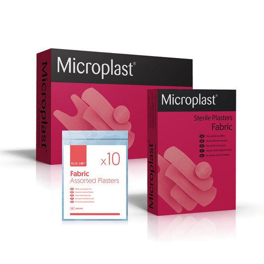 Microplast Fabric Assorted Plasters (Box 120) - Blue Dot